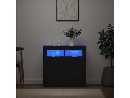 Příborník s LED osvětlením černý 80 x 35 x 75 cm 804329
