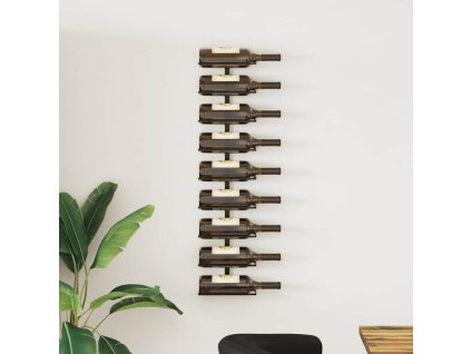 Nástěnný stojan na víno na 9 lahví černý železný 289561