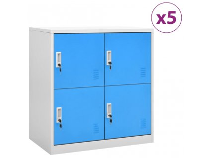 Uzamykatelné skříně 5 ks světle šedé a modré 90x45x92,5 cm ocel