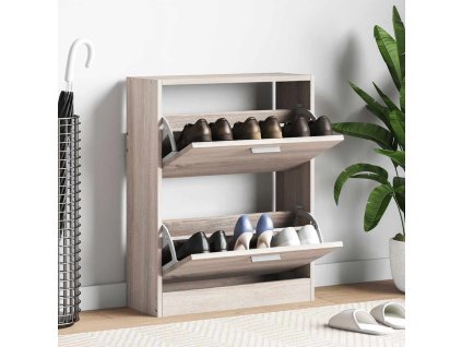 Dřevěný botník se 2 přihrádkami vzhled dubu 241243