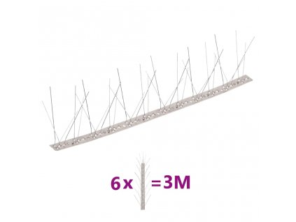 5řadové nerezové hroty proti ptákům a holubům sada 6 ks 3 m