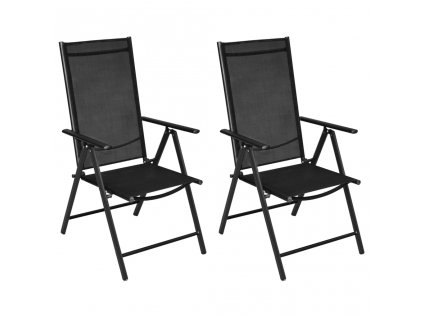 Skládací zahradní židle 2 ks hliník a textilen černé