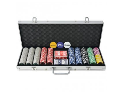 Poker set s 500 laserovými žetony z hliníku