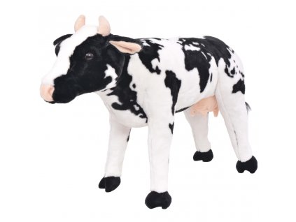 Stojící plyšová hračka kráva černá a bílá XXL