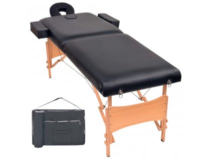 Skládací masážní stůl 2 zóny tloušťka 10 cm černý