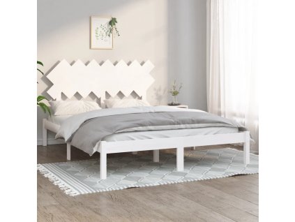 Rám postele bílý 150 x 200 cm King Size masivní dřevo