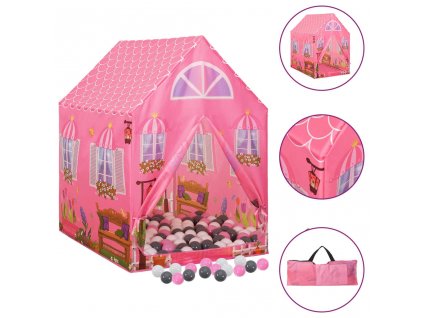 Dětský stan na hraní s 250 míčky růžový 69 x 94 x 104 cm