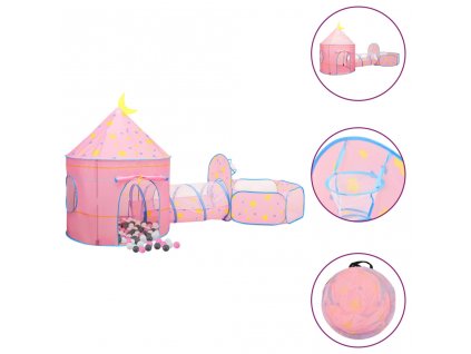 Dětský stan na hraní s 250 míčky růžový 301 x 120 x 128 cm