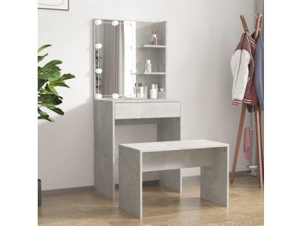 Toaletní stolek sada s LED betonově šedý kompozitní dřevo