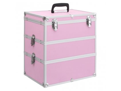 Kosmetický kufřík 37 x 24 x 40 cm růžový hliník