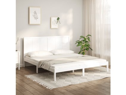 Rám postele bílý masivní borovice 180 x 200 cm Super King