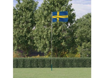 Vlajka Švédska a stožár 5,55 m hliník