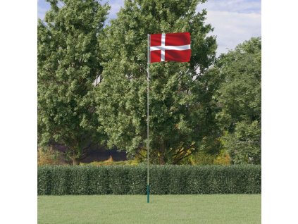 Vlajka Dánska a stožár 5,55 m hliník