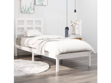 Rám postele bílý masivní dřevo 75 x 190 cm malé jednolůžko 3105431