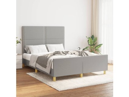 Rám postele bez matrace světle šedý 140 x 190 cm textil 3124968