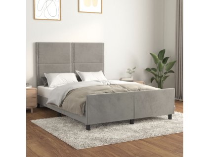 Rám postele bez matrace světle šedý 140 x 200 cm samet 3125696