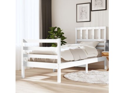 Rám postele bílý 75 x 190 cm Small Single masivní dřevo 3101049