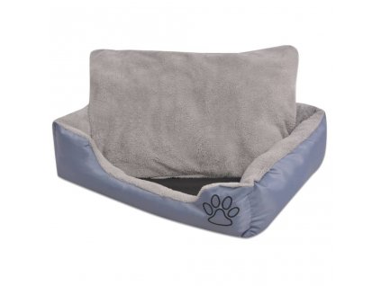 Pelíšek pro psy s polstrovaným polštářem velikost L šedý