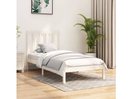 Rám postele bílý masivní borovice 75 x 190 cm malé jednolůžko 3105121