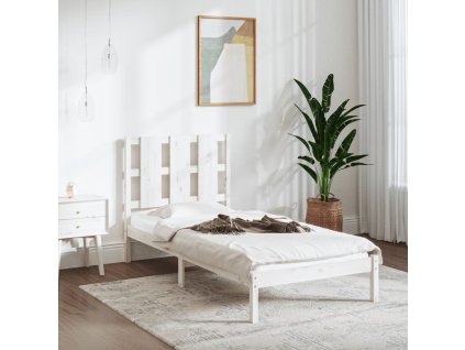 Rám postele bílý masivní dřevo 75 x 190 cm malé jednolůžko 3105561