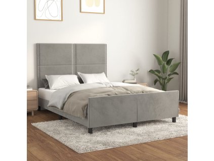 Rám postele bez matrace světle šedý 140 x 190 cm samet 3125690