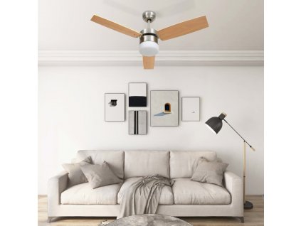 Stropní ventilátor světlo a dálkový ovladač 108 cm světle hnědý