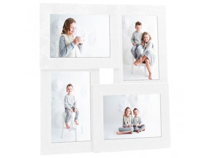Kolážový fotorámeček na 4 obrázky (10 x 15 cm) bílý MDF