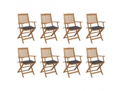 Skládací venkovní židle s poduškami 8 ks masivní akáciové dřevo