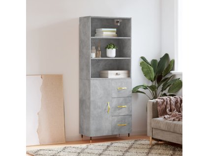Skříň highboard betonově šedá 69,5x34x180 cm kompozitní dřevo 3189425