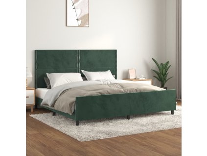 Rám postele bez matrace tmavě zelená 200 x 200 cm samet 3125717