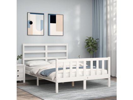 Postel bez matrace bílá 140 x 190 cm masivní borovice 3191887
