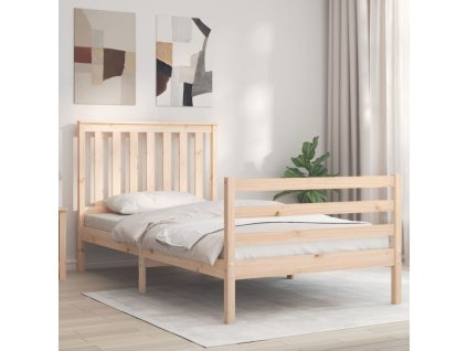 Rám postele s čelem 100 x 200 cm masivní dřevo 3194236