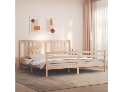 Rám postele s čelem 200 x 200 cm masivní dřevo 3194591