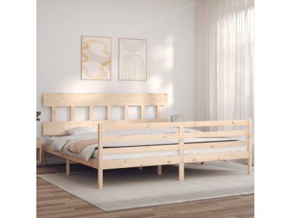 Rám postele s čelem 200 x 200 cm masivní dřevo 3195176