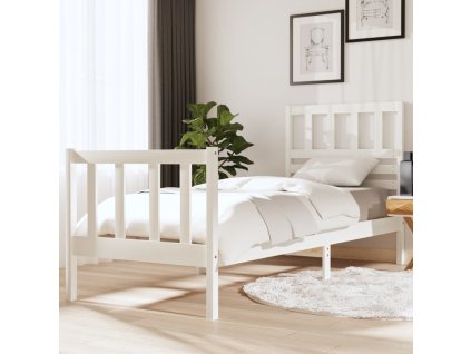 Rám postele bílý 75 x 190 cm Small Single masivní dřevo 3101114