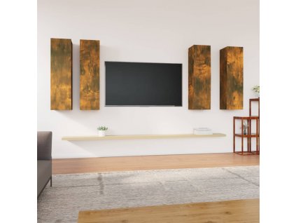 TV skříňky 4 ks kouřový dub 30,5 x 30 x 110 cm kompozitní dřevo