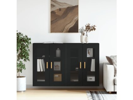 Nástěnné skříňky 2 ks černé kompozitní dřevo 3197898