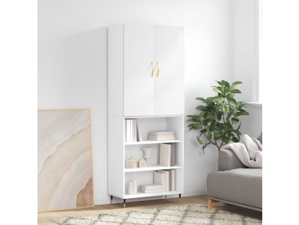 Skříň highboard lesklá bílá 69,5 x 34 x 180 cm kompozitní dřevo