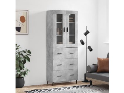 Skříň highboard betonově šedá 69,5x34x180 cm kompozitní dřevo