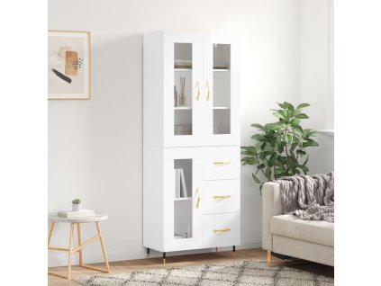 Skříň highboard lesklá bílá 69,5 x 34 x 180 cm kompozitní dřevo