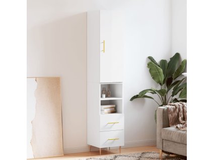 Skříň highboard bílá s vysokým leskem 34,5x34x180 cm kompozit 3198907