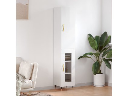 Skříň highboard bílá s vysokým leskem 34,5x34x180 cm kompozit 3199027