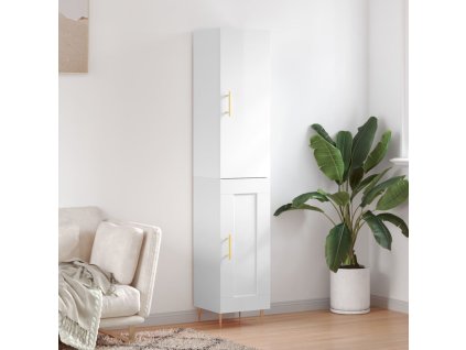 Skříň highboard bílá s vysokým leskem 34,5x34x180 cm kompozit 3199099