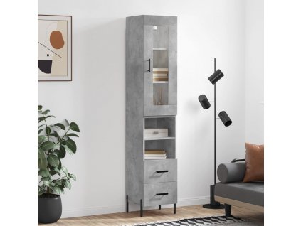 Skříň highboard betonově šedá 34,5x34x180 cm kompozitní dřevo