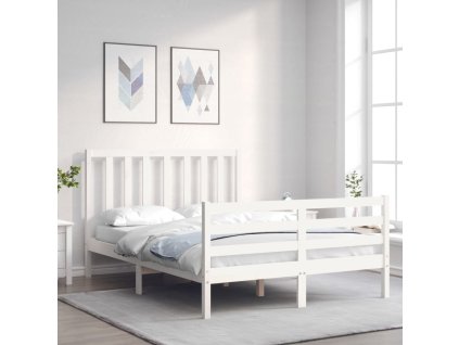 Postel bez matrace bílá 140 x 190 cm masivní borovice 3193772