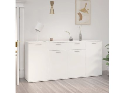 Příborník bílý s vysokým leskem 160x36x75 cm kompozitní dřevo 3074933
