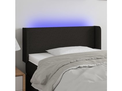 Čelo postele s LED černé 103 x 16 x 78/88 cm textil