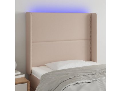 Čelo postele s LED cappuccino 93 x 16 x 118/128 cm umělá kůže
