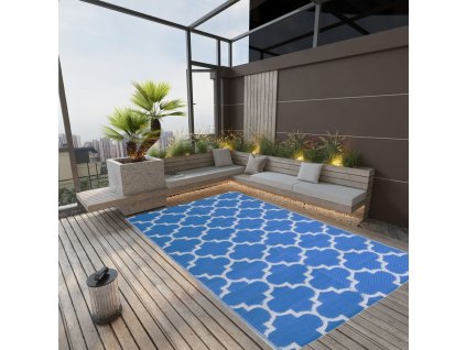 Venkovní koberec modrý 190 x 290 cm PP