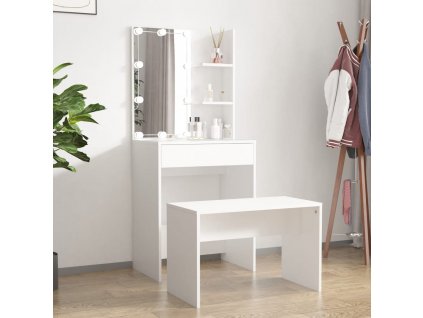 Toaletní stolek sada s LED bílý kompozitní dřevo